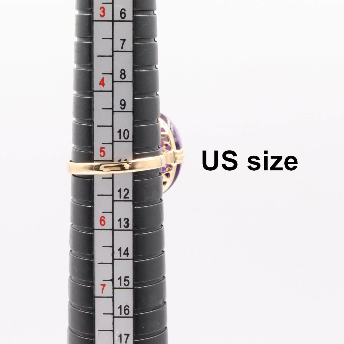 18K Yellow Gold Gemstone Amethyst Ring – close-up