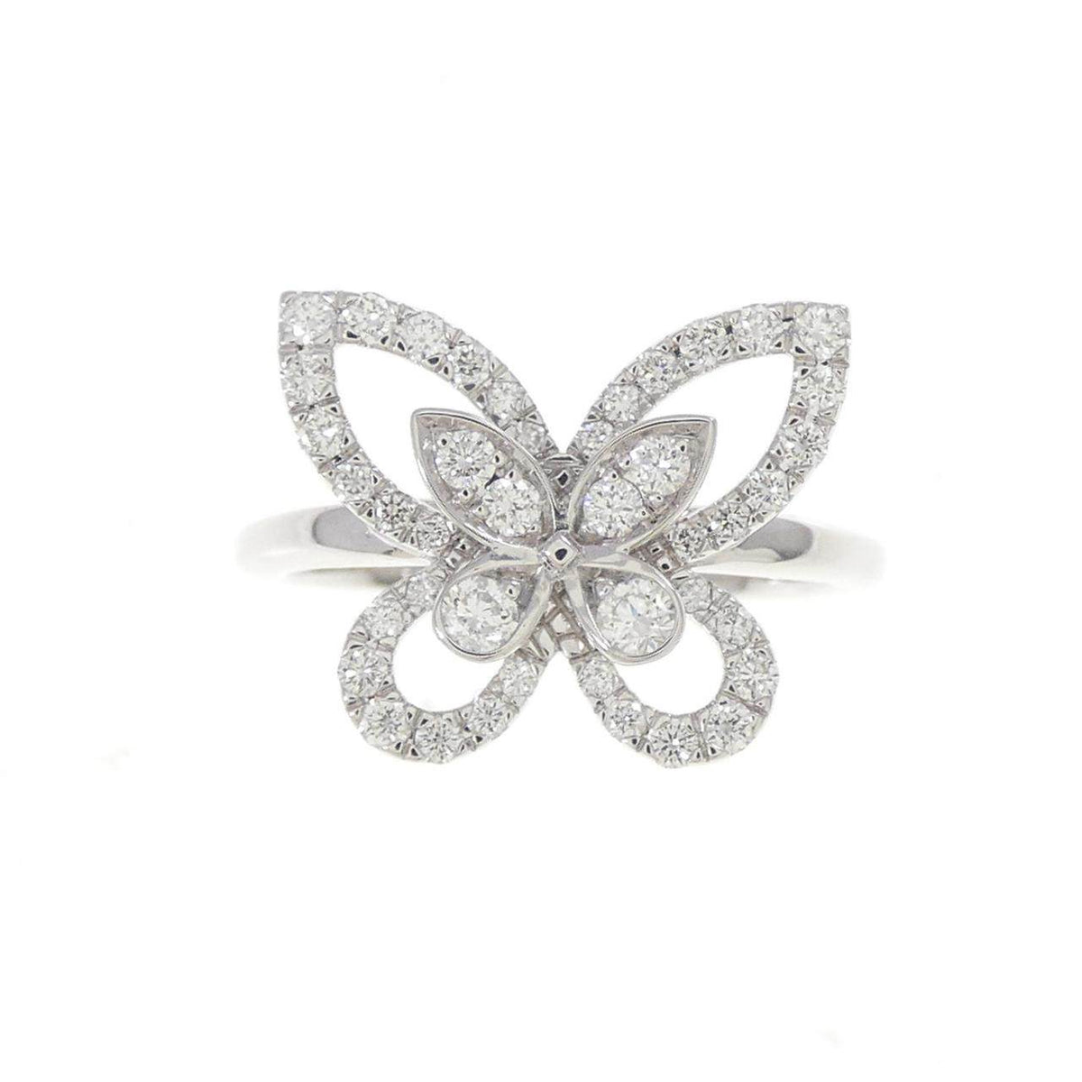 Graff Butterfly Silhouette Mini 18K White Gold Diamond Ring – side view