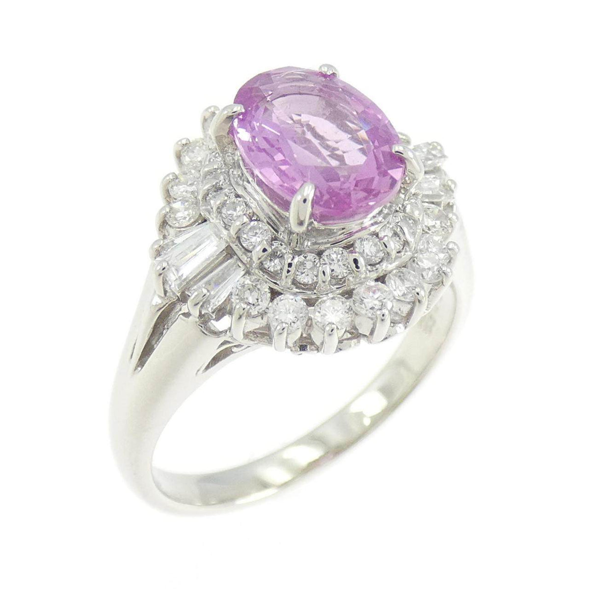 Platinum Diamond Sapphire Ring – front view