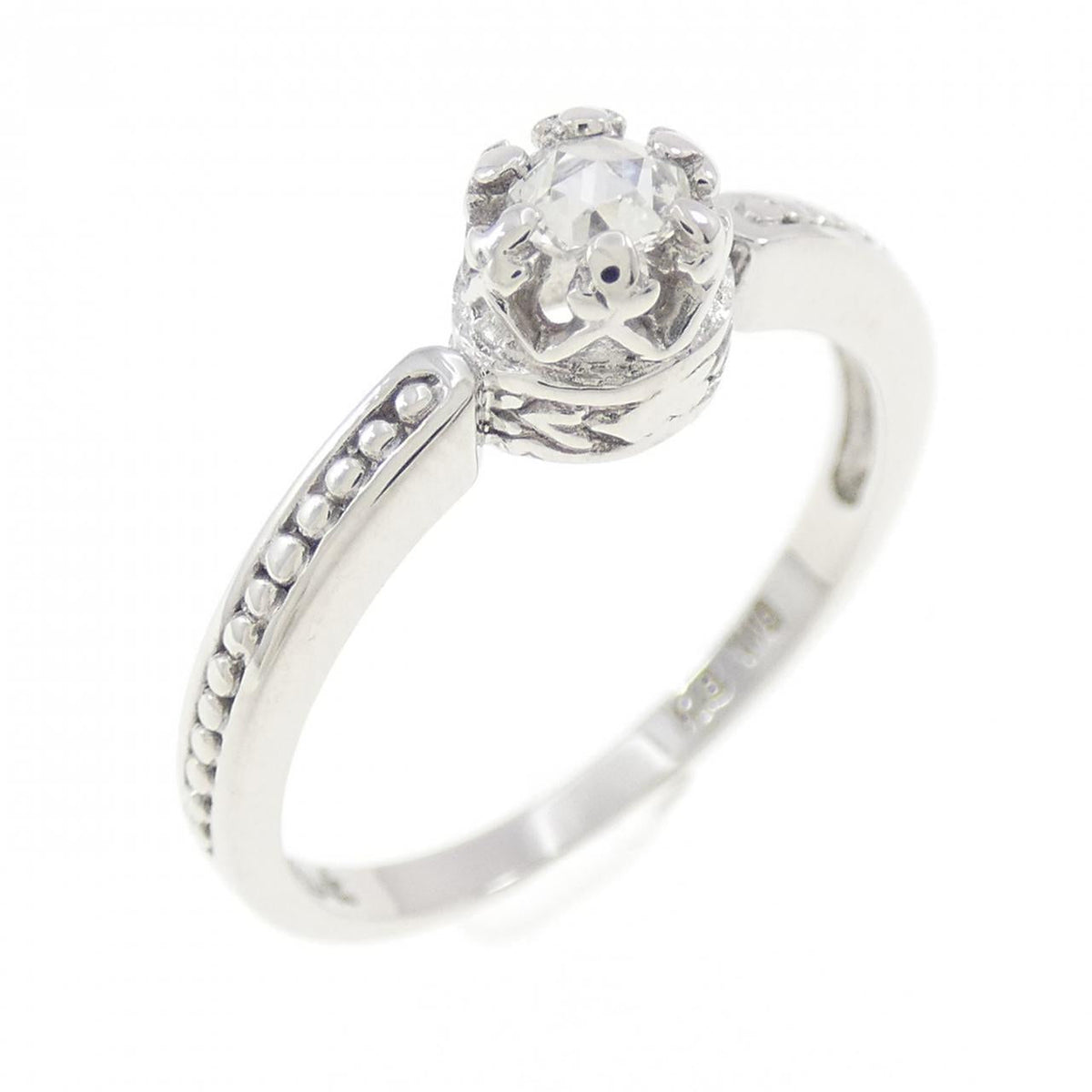 Ahkah 18K White Gold Diamond Ring – front view
