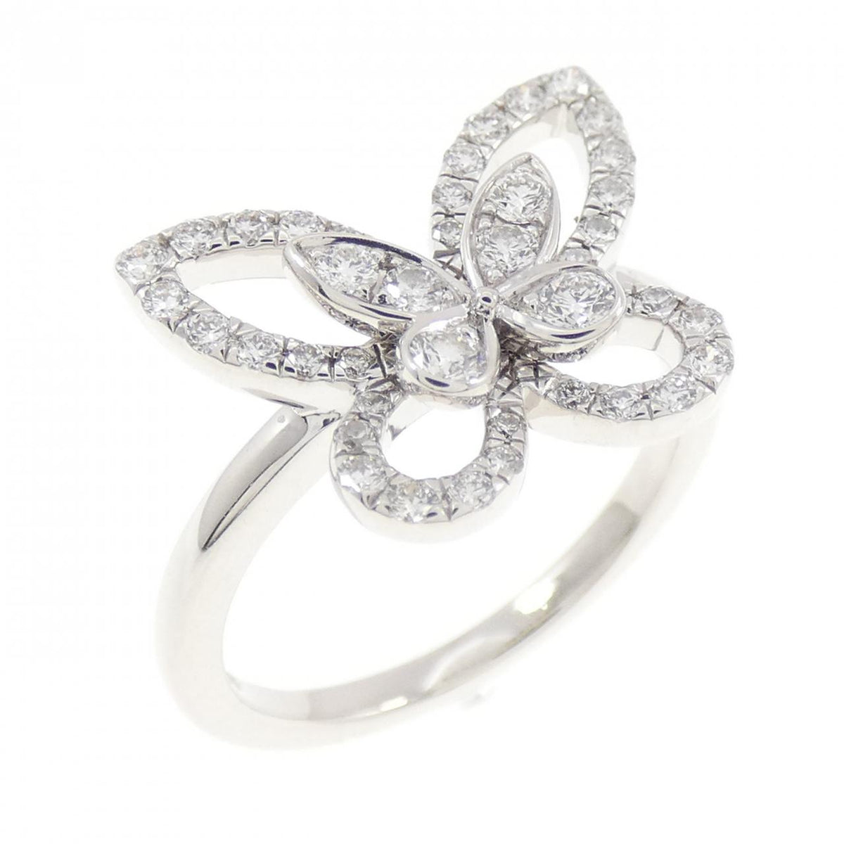 Graff Butterfly Silhouette Mini 18K White Gold Diamond Ring – front view