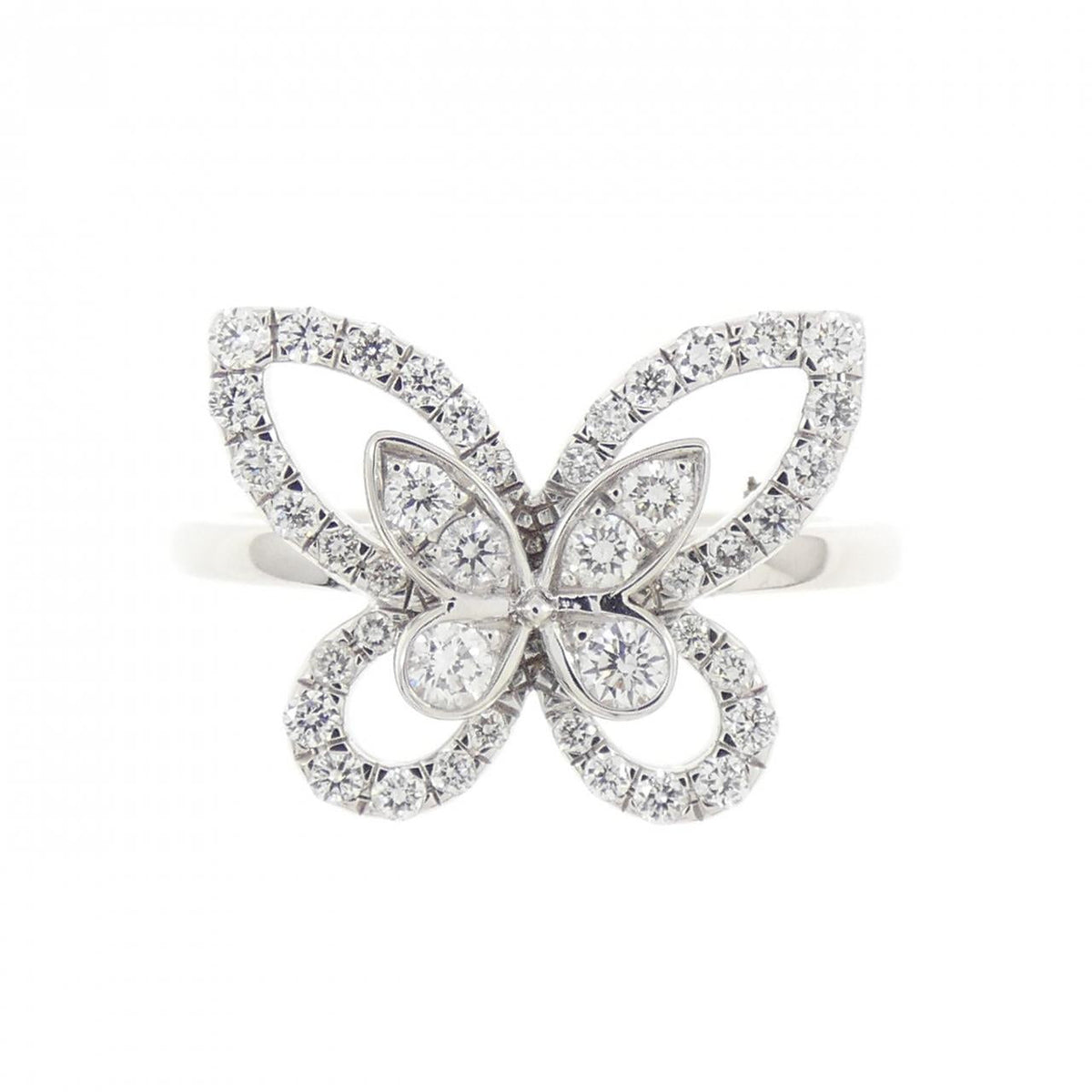 Graff Butterfly Silhouette Mini 18K White Gold Diamond Ring – side view