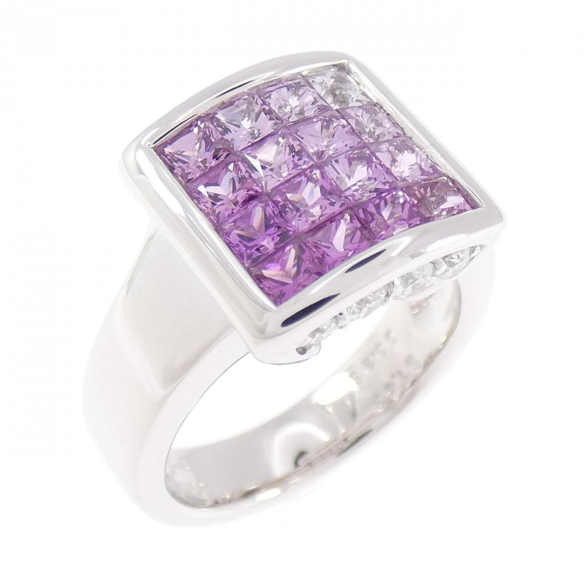Jeune 18K White Gold Diamond Sapphire Ring – front view