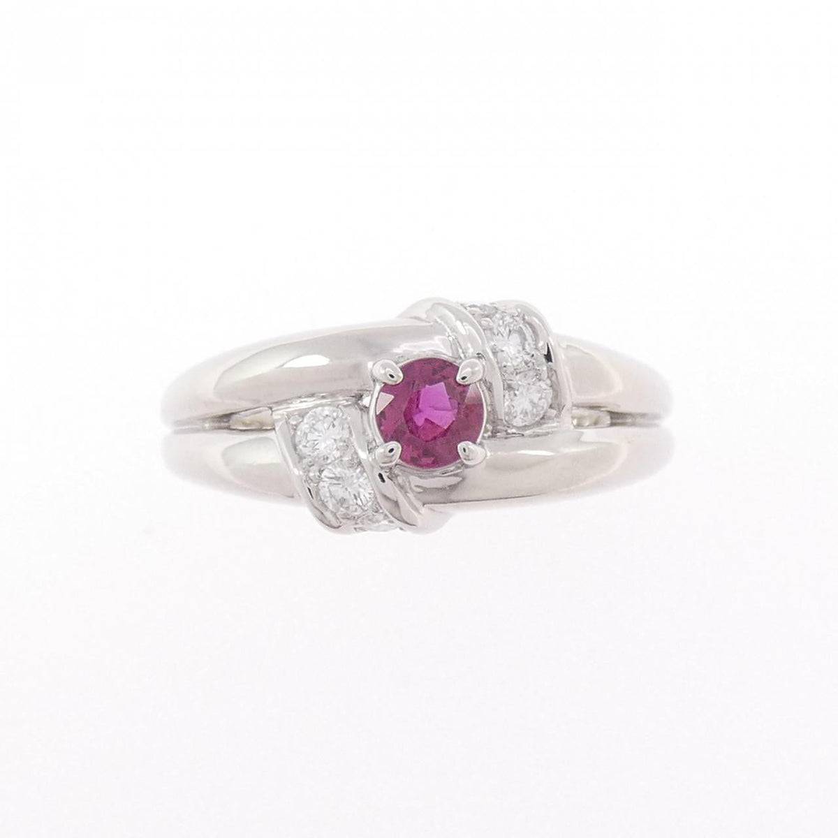 Pola Platinum Diamond Ruby Ring – side view