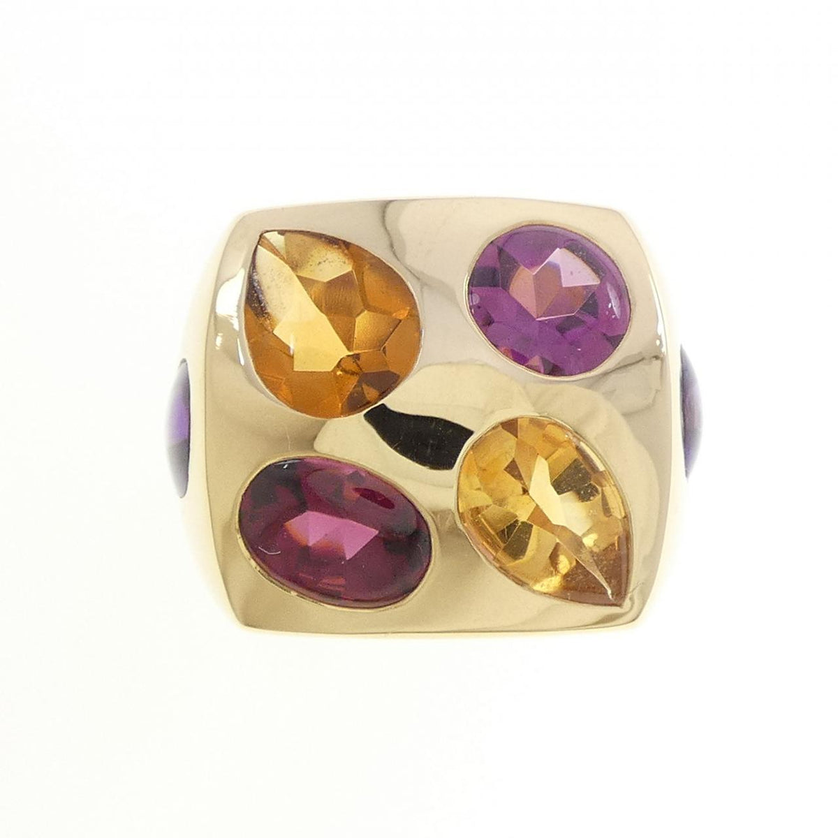 Chanel Color Stone 18K Yellow Gold Garnet Ring – side view