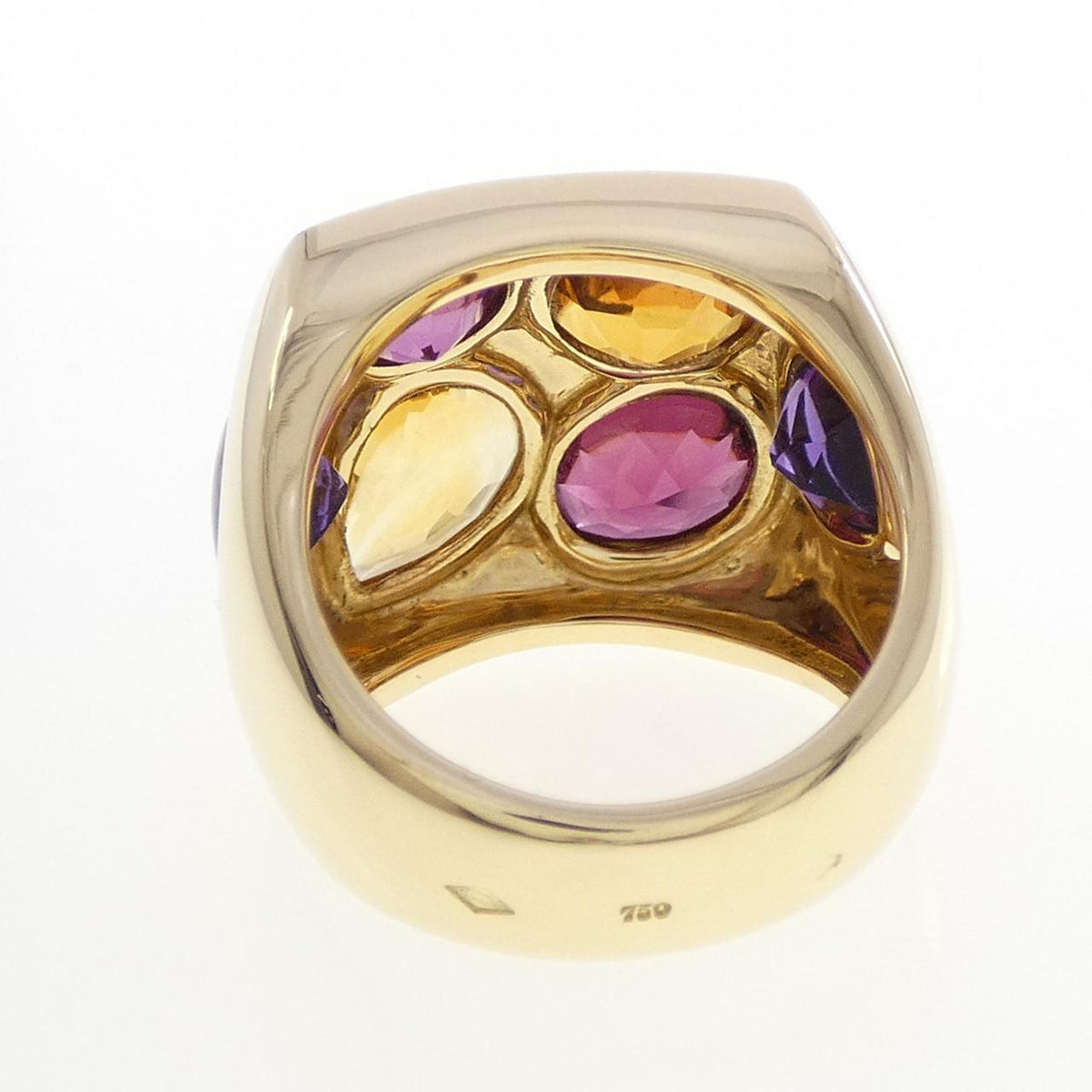 Chanel Color Stone 18K Yellow Gold Garnet Ring – top view