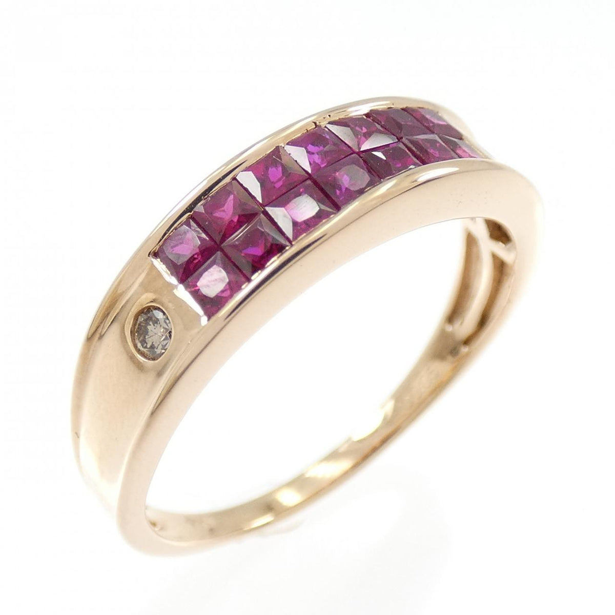 GSTV 18K Rose Gold Diamond Ruby Ring – front view