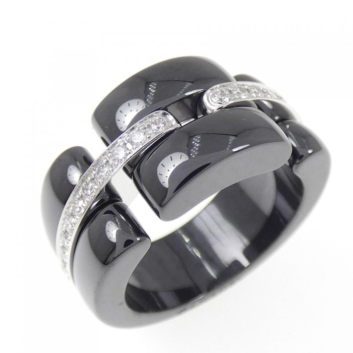 Chanel Ultra Collection Ceramic 18K White Gold Diamond Ring – front view