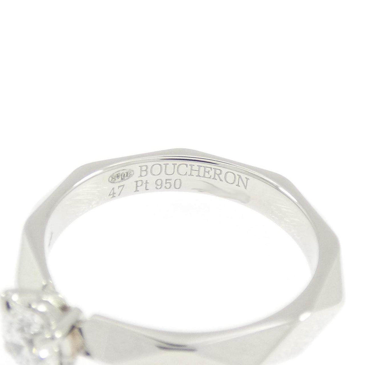 Boucheron Facette Platinum Diamond Solitaire Ring – inside band