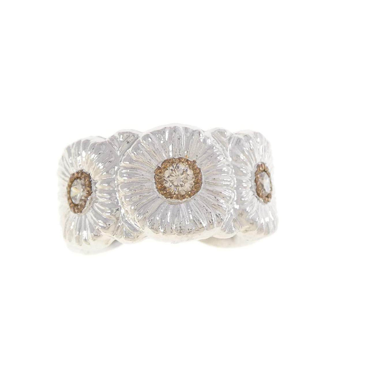 Sterling Silver Buccellati Blossom Diamond Ring – side view