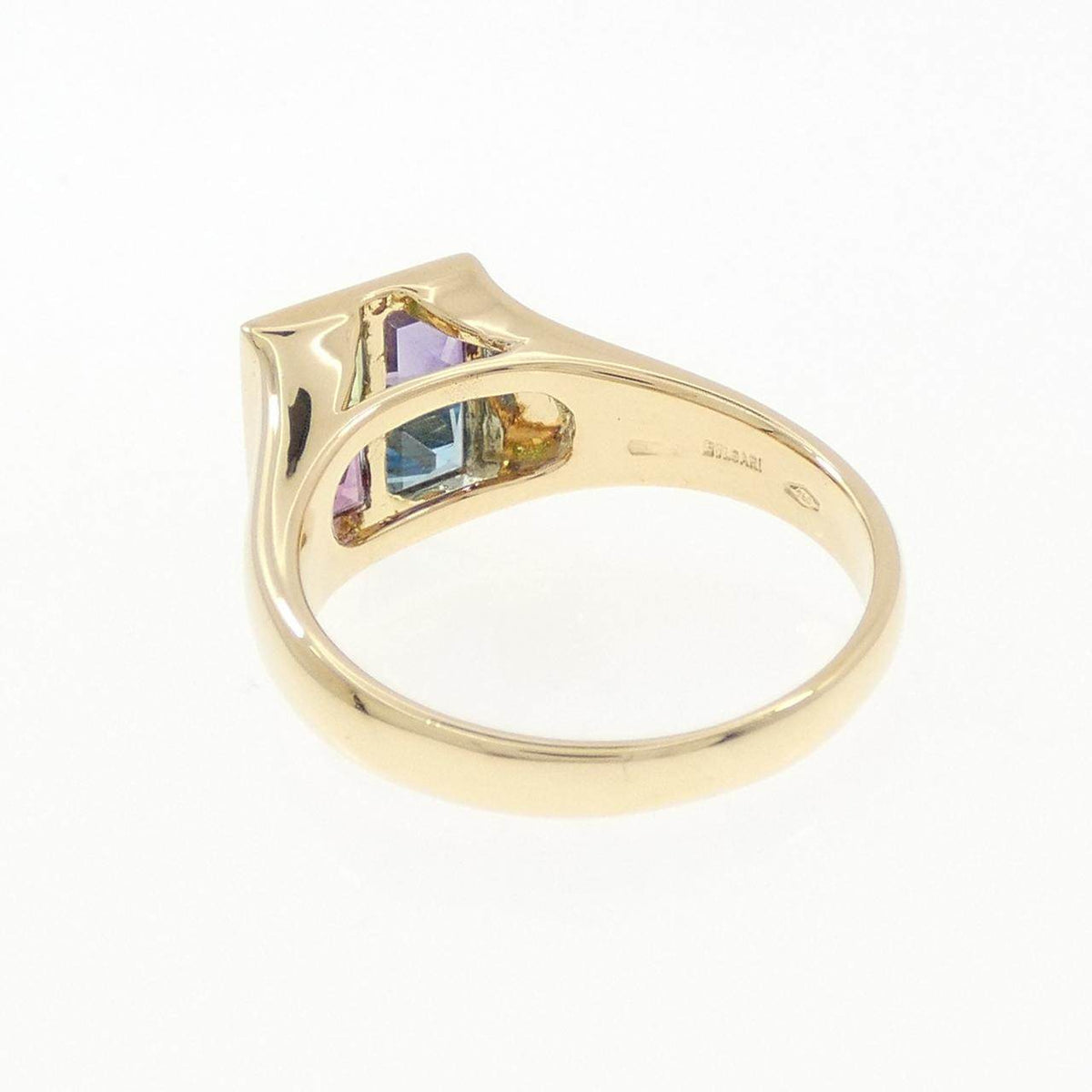 Bulgari 18K Yellow Gold Garnet Ring – top view
