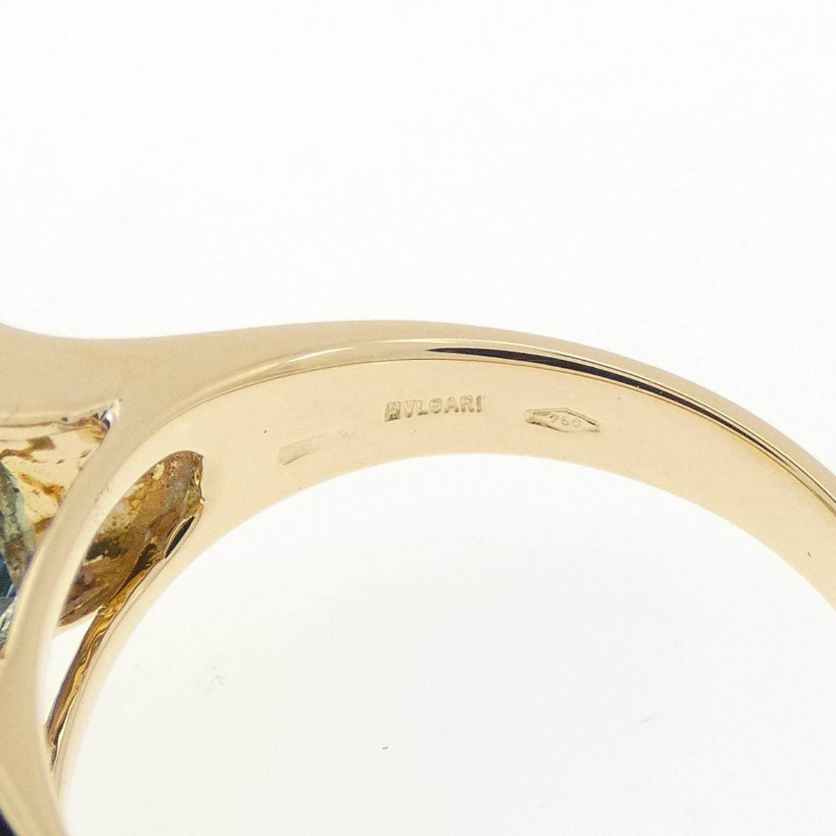 Bulgari 18K Yellow Gold Garnet Ring – inside band