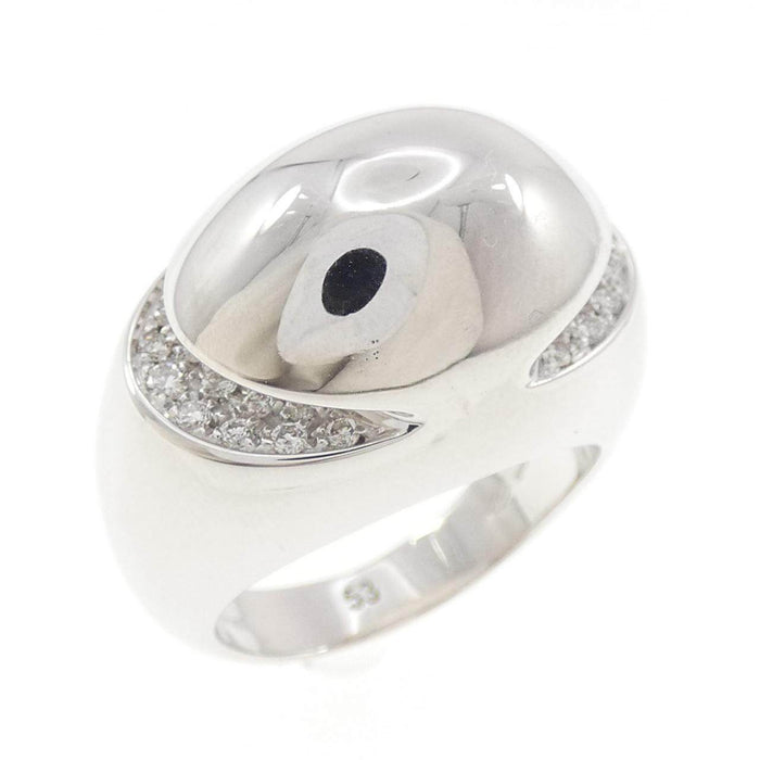 Bulgari Cabochon 18K White Gold Diamond Ring – front view