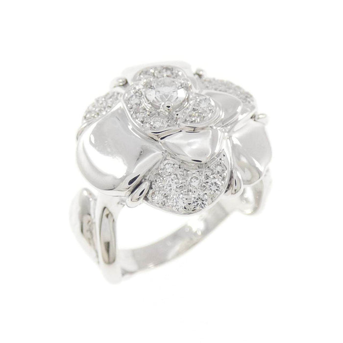 Chanel Camelia 18K White Gold Diamond Ring – front view