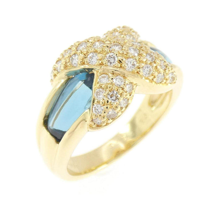 Ponte Vecchio 18K Yellow Gold Blue Diamond Topaz Ring – front view