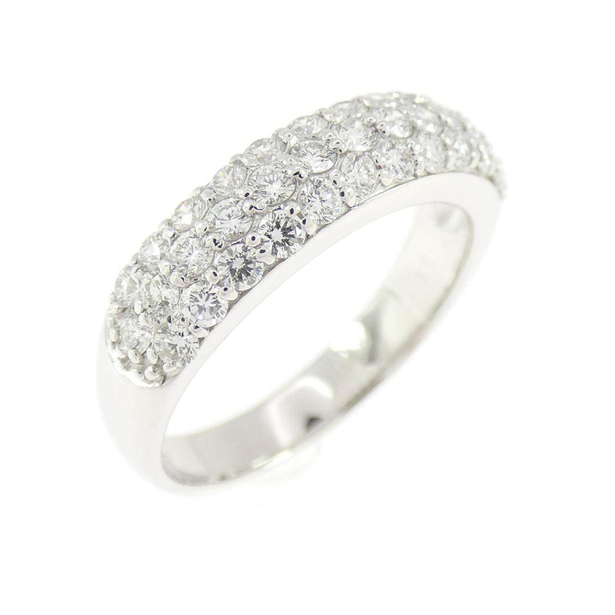 Ponte Vecchio Pavé 18K White Gold Diamond Ring – front view