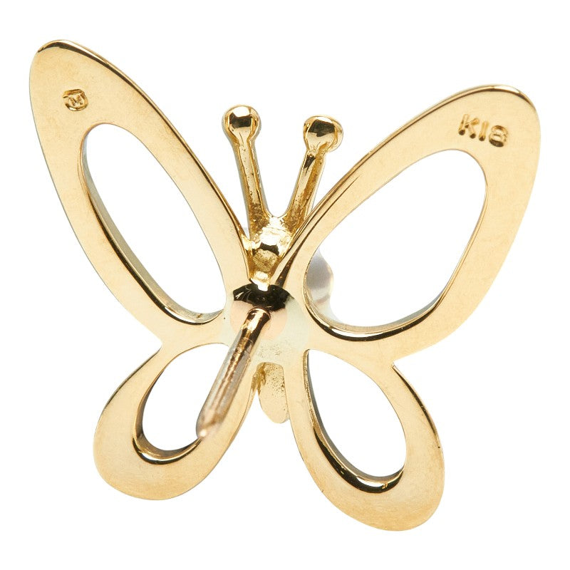 Mikimoto Butterfly 18K Yellow Gold Pearl Brooch – side view