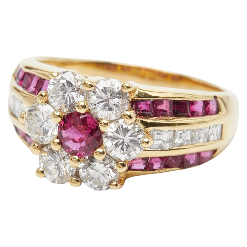 18K Yellow Gold Diamond Ruby Ring 6.0g – side view