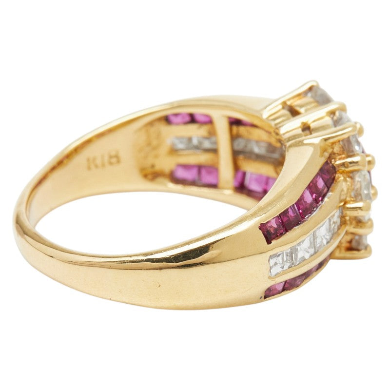 18K Yellow Gold Diamond Ruby Ring 6.0g – inside band