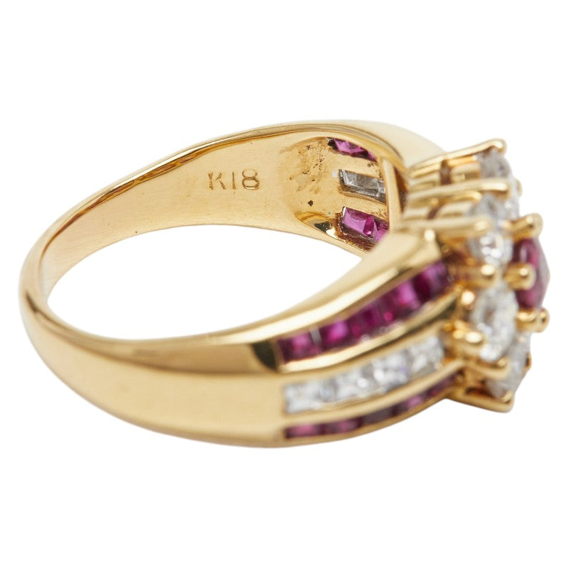 18K Yellow Gold Diamond Ruby Ring 6.0g – close-up