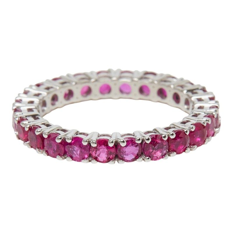 18K White Gold Full Ruby Eternity Ring – side view