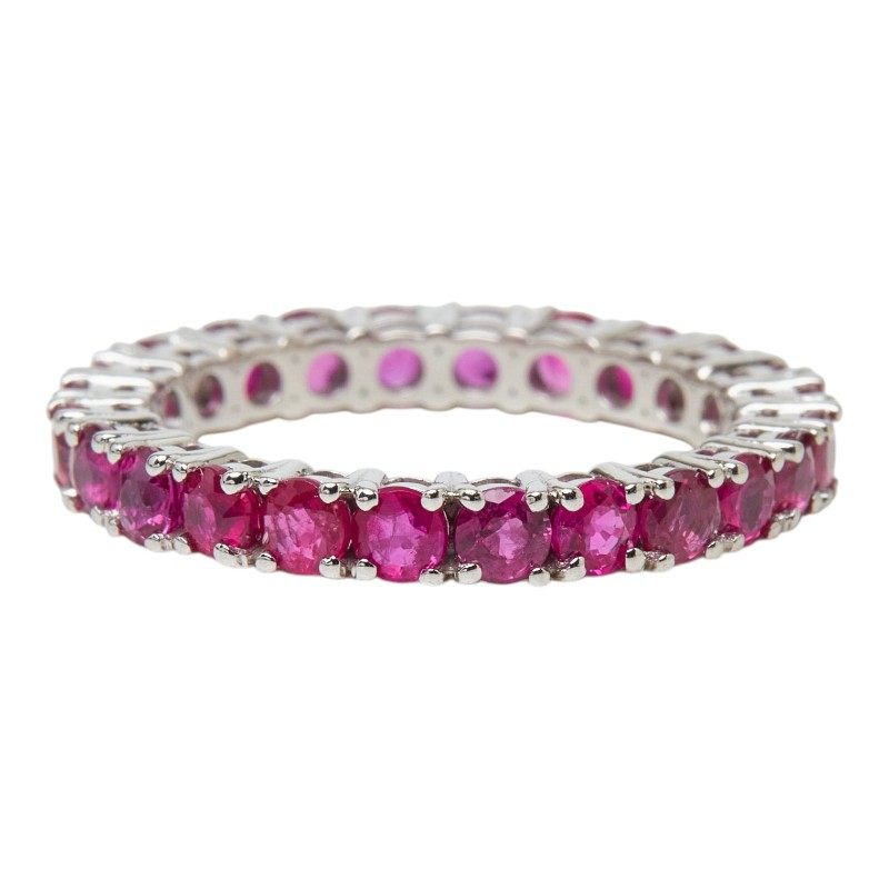 18K White Gold Full Ruby Eternity Ring – top view