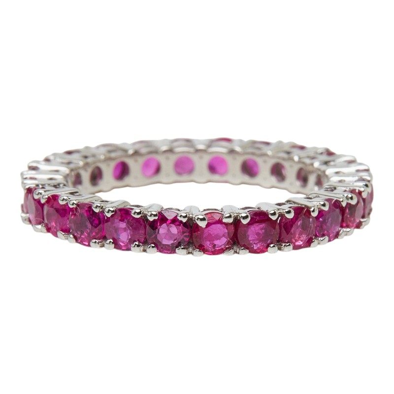 18K White Gold Full Ruby Eternity Ring – inside band