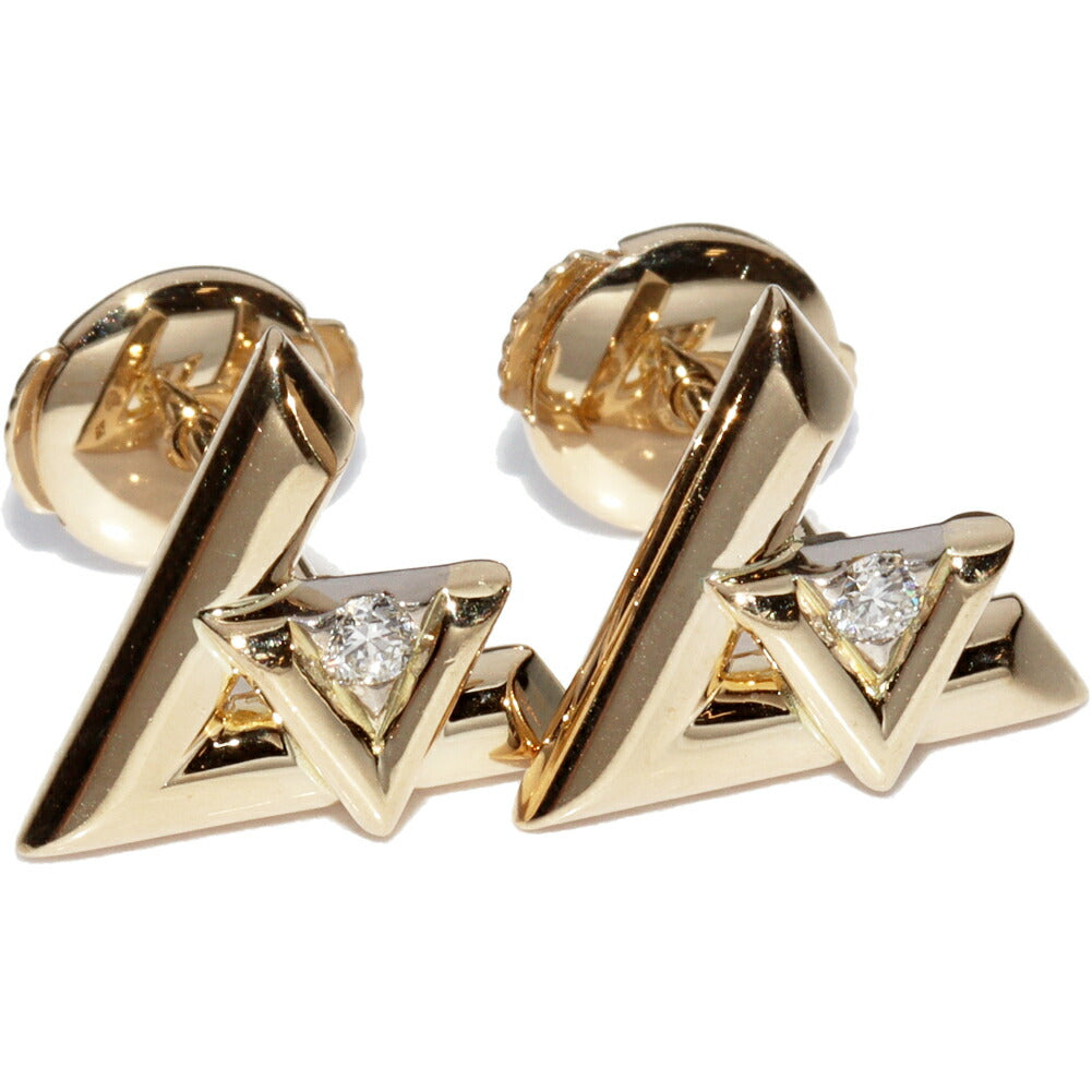 Louis Vuitton LV Volt One 18K Yellow Gold Diamond Earrings – front view