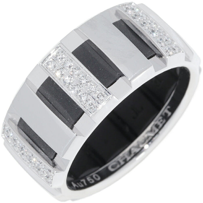 Chaumet Class One Rubber 18K White Gold Diamond Ring – front view