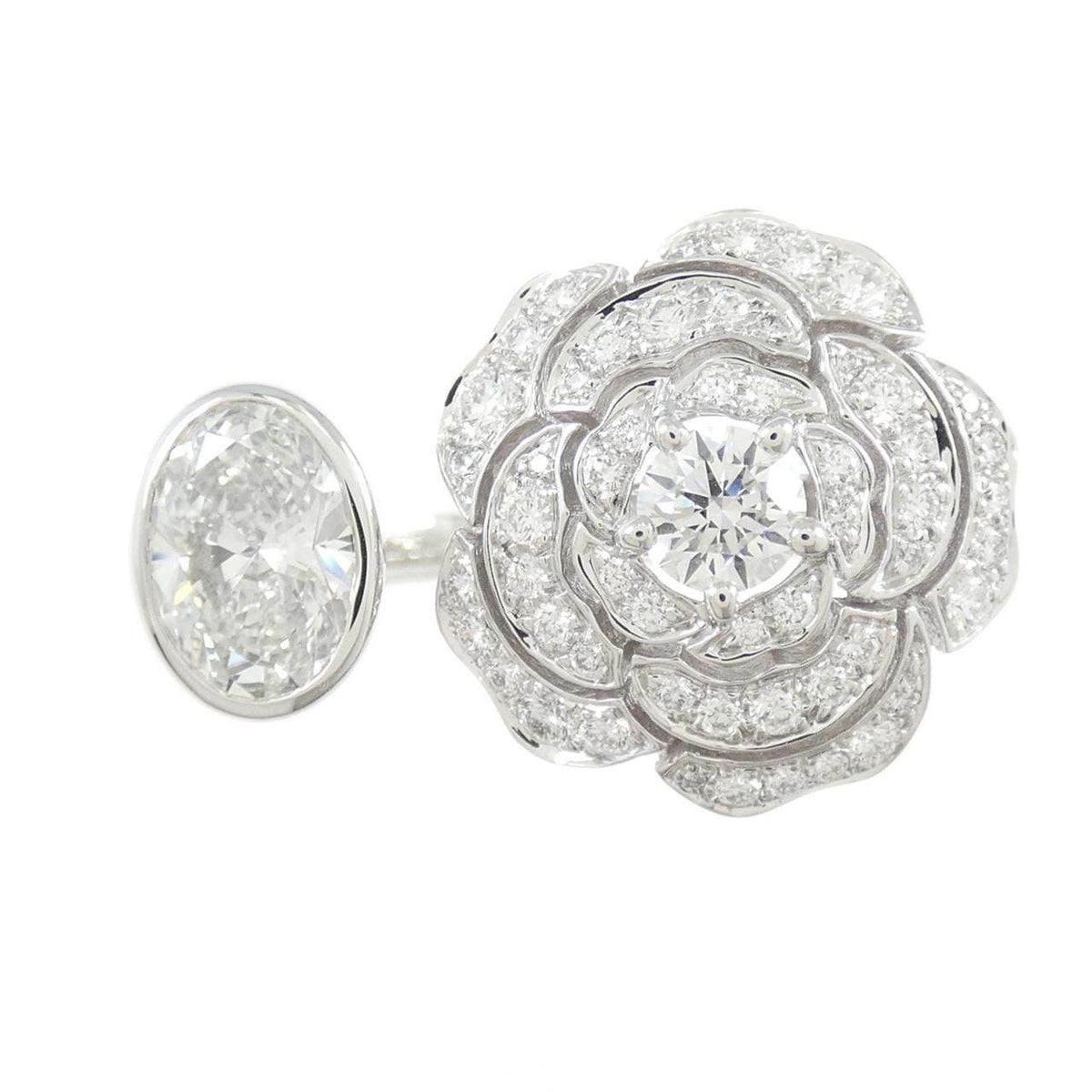 Chanel Camelia 18K White Gold Diamond Ring – side view