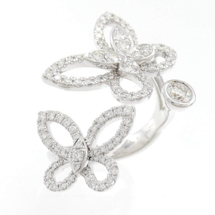 Graff Mini Butterfly Silhouette 18K White Gold Diamond Ring – front view