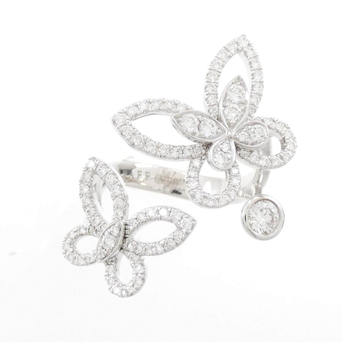 Graff Mini Butterfly Silhouette 18K White Gold Diamond Ring – side view