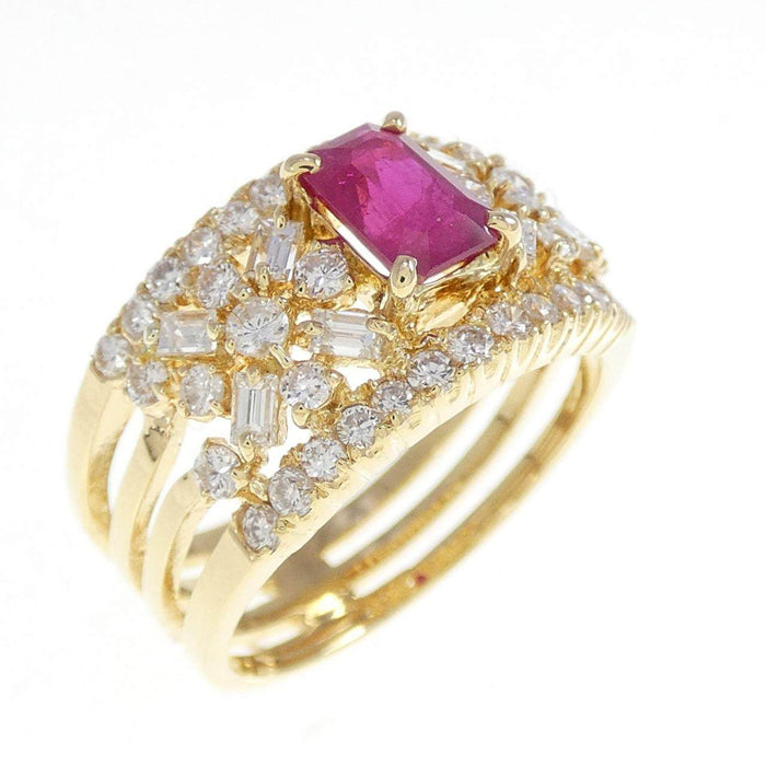 Ponte Vecchio 18K Yellow Gold Diamond Ruby Ring – front view