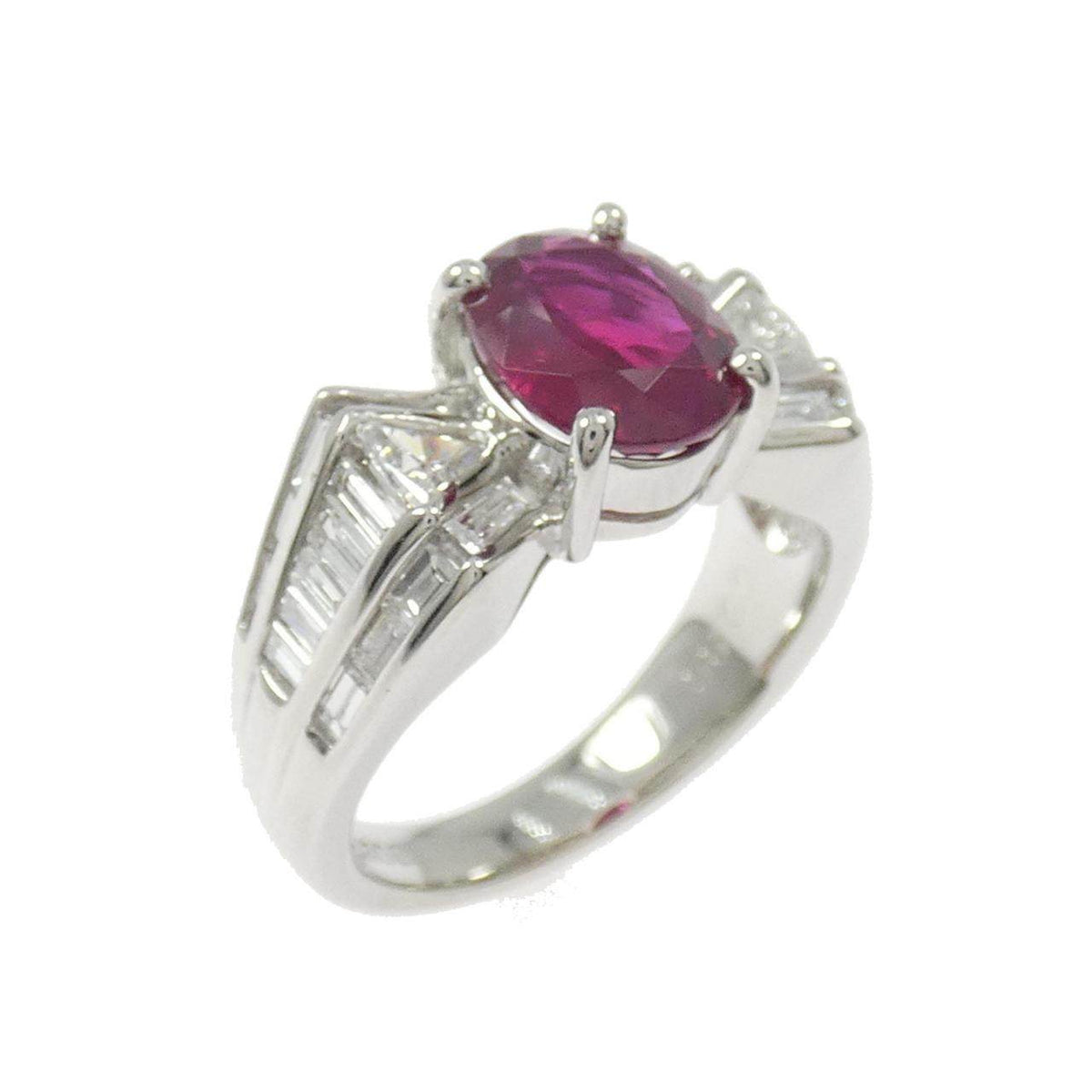 Platinum Diamond Ruby Ring – front view