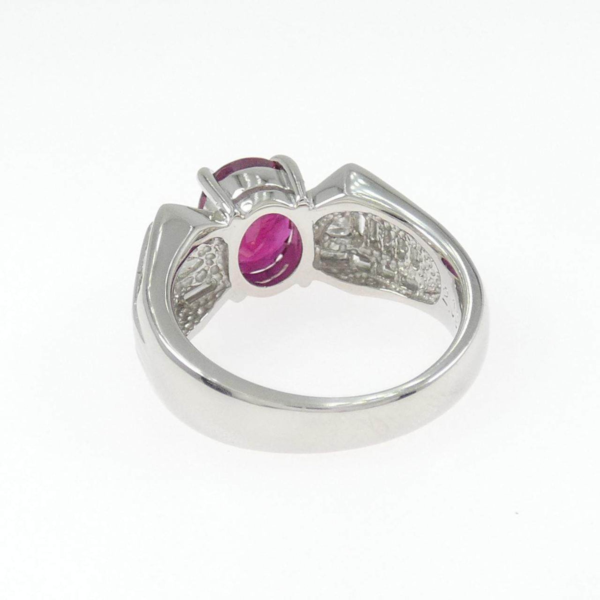 Platinum Diamond Ruby Ring – top view