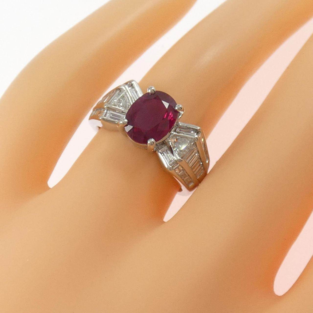 Platinum Diamond Ruby Ring – inside band