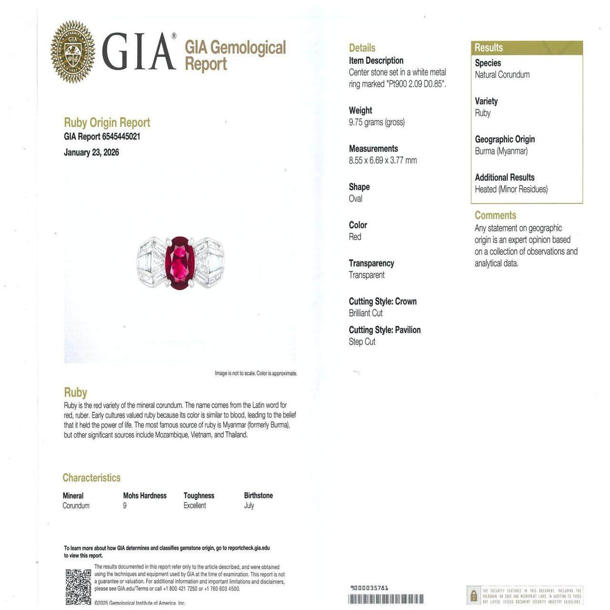 Platinum Diamond Ruby Ring – packaging