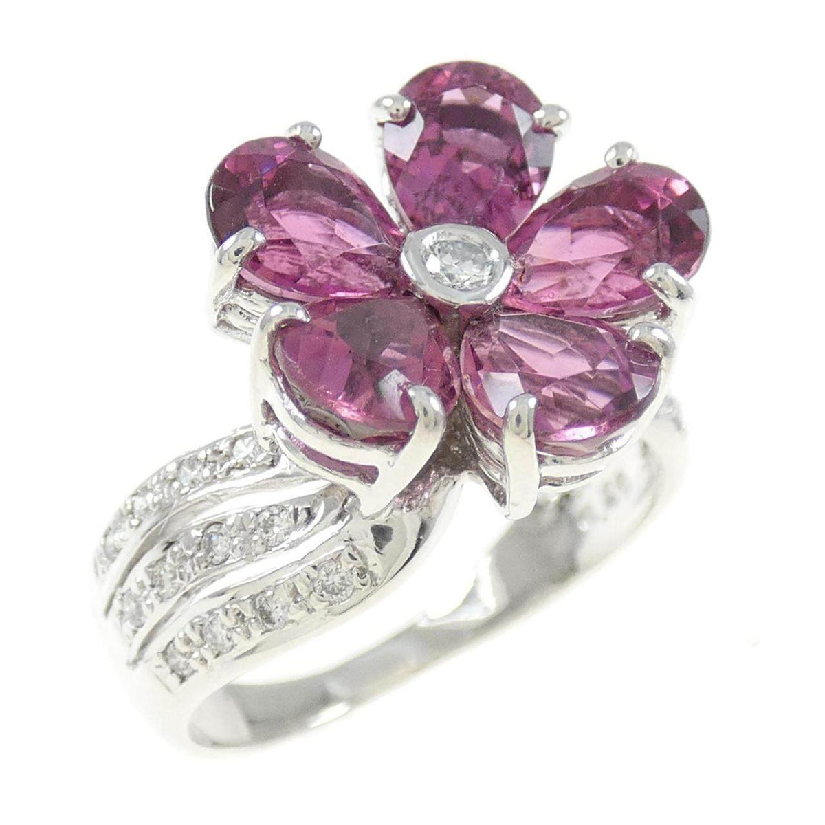 Ponte Vecchio 18K White Gold Tourmaline Diamond Ring – front view