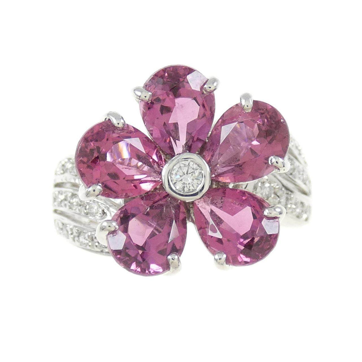 Ponte Vecchio 18K White Gold Tourmaline Diamond Ring – side view