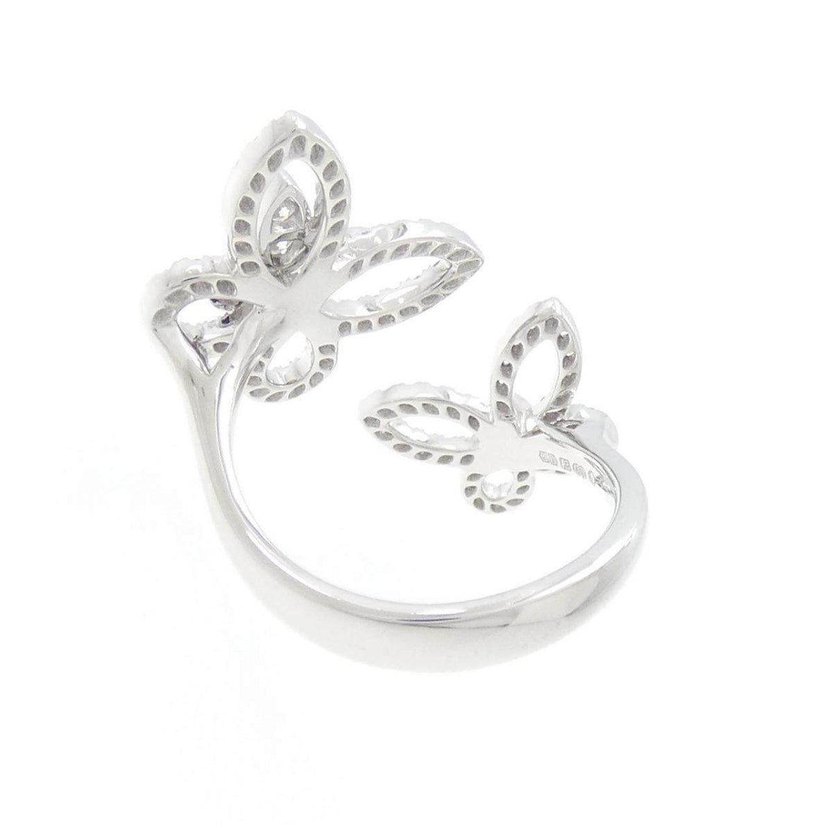 Graff Double Butterfly Silhouette 18K White Gold Diamond Ring – top view