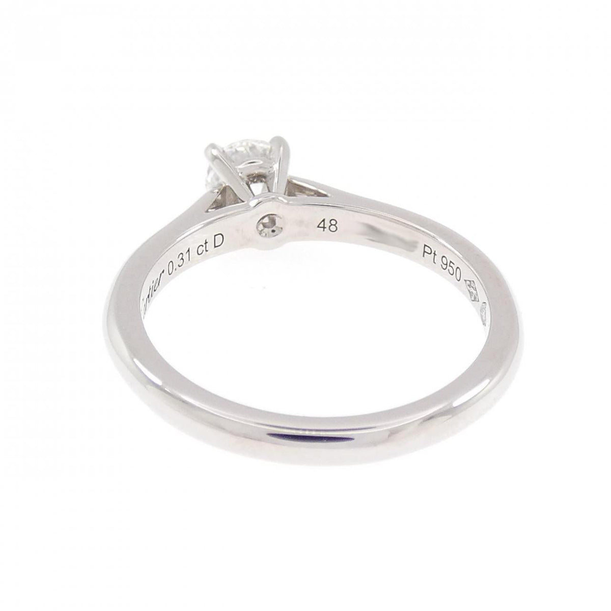 Cartier 1895 Platinum Diamond Solitaire Ring – top view