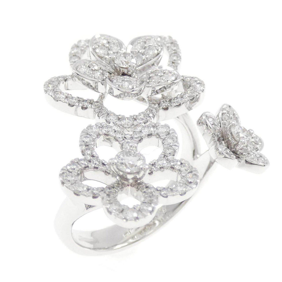 Graff Wild Flower Triple 18K White Gold Diamond Ring – front view