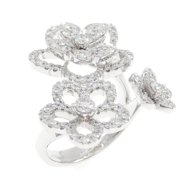 Graff Wild Flower Triple 18K White Gold Diamond Ring – front view