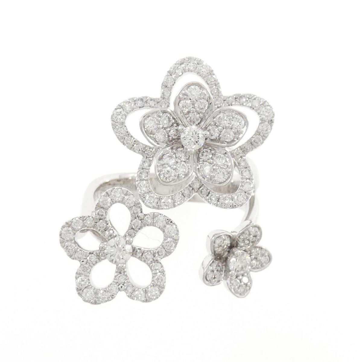 Graff Wild Flower Triple 18K White Gold Diamond Ring – side view