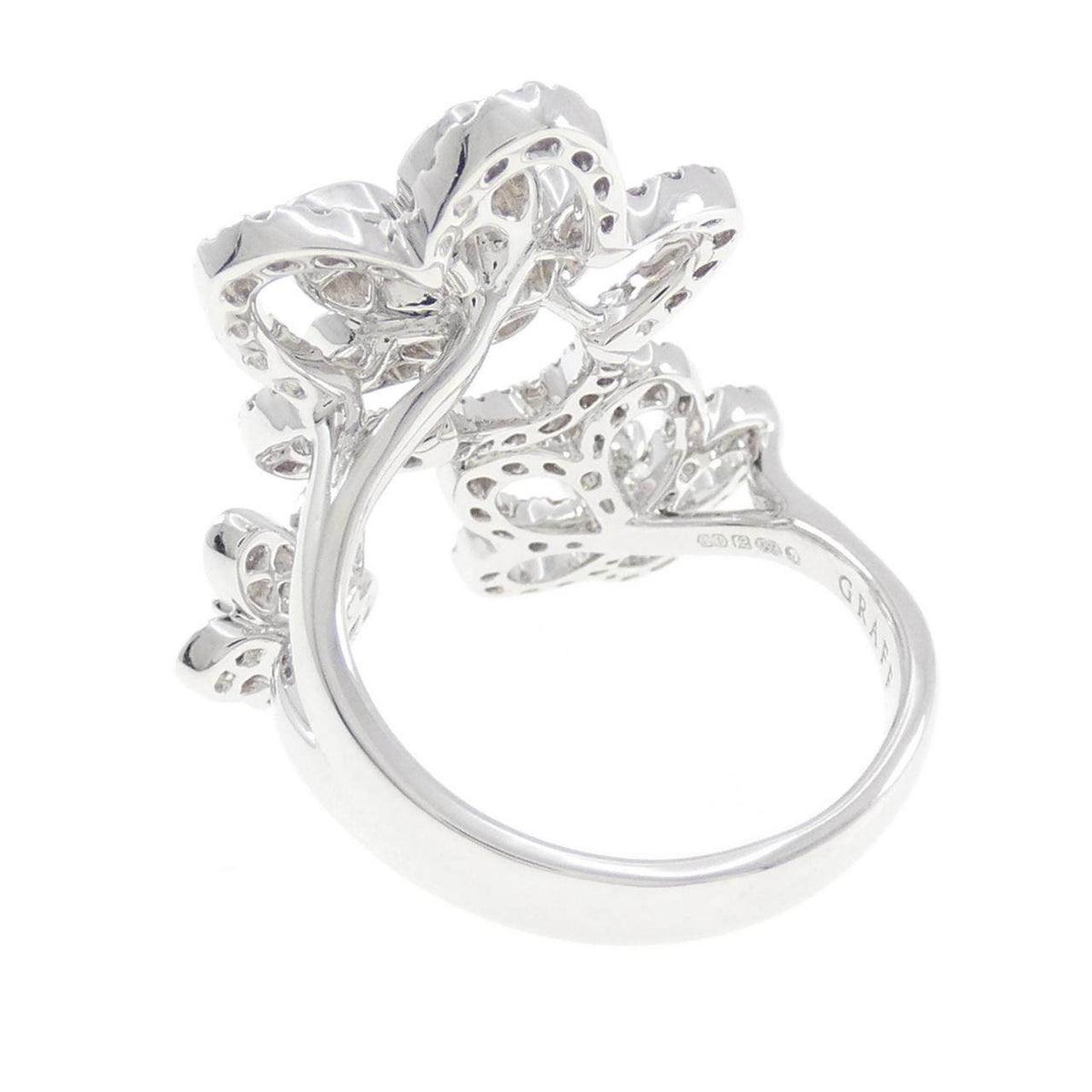 Graff Wild Flower Triple 18K White Gold Diamond Ring – top view