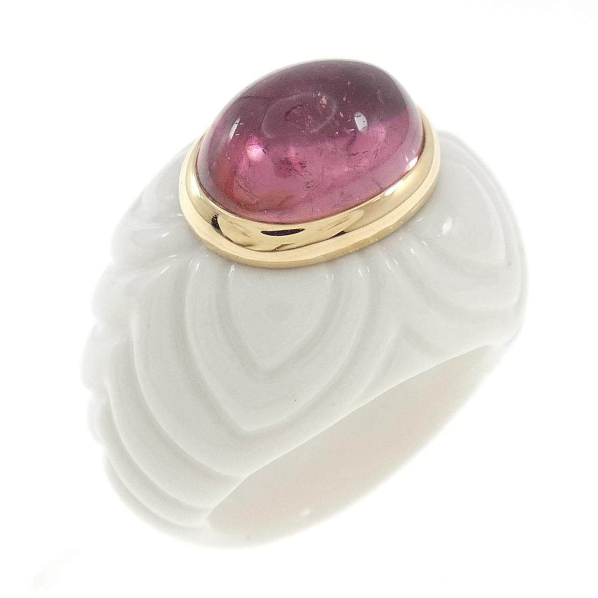 Bulgari Chandra Ceramic 18K Yellow Gold Tourmaline Ring – front view