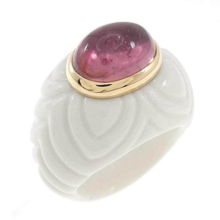 Bulgari Chandra Ceramic 18K Yellow Gold Tourmaline Ring – front view