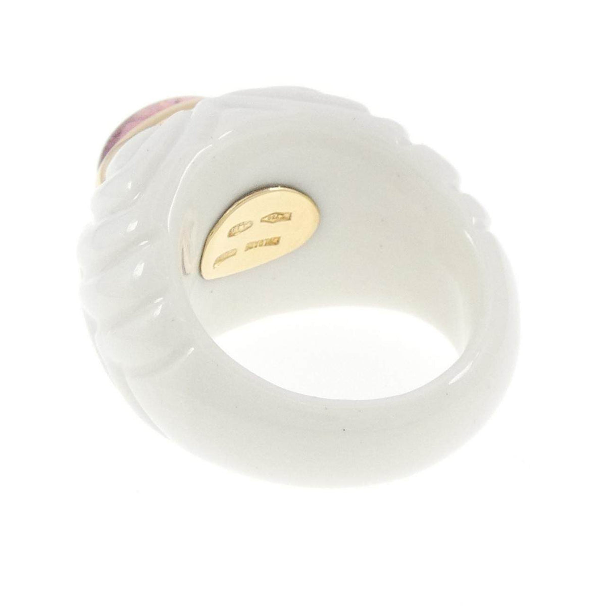 Bulgari Chandra Ceramic 18K Yellow Gold Tourmaline Ring – top view