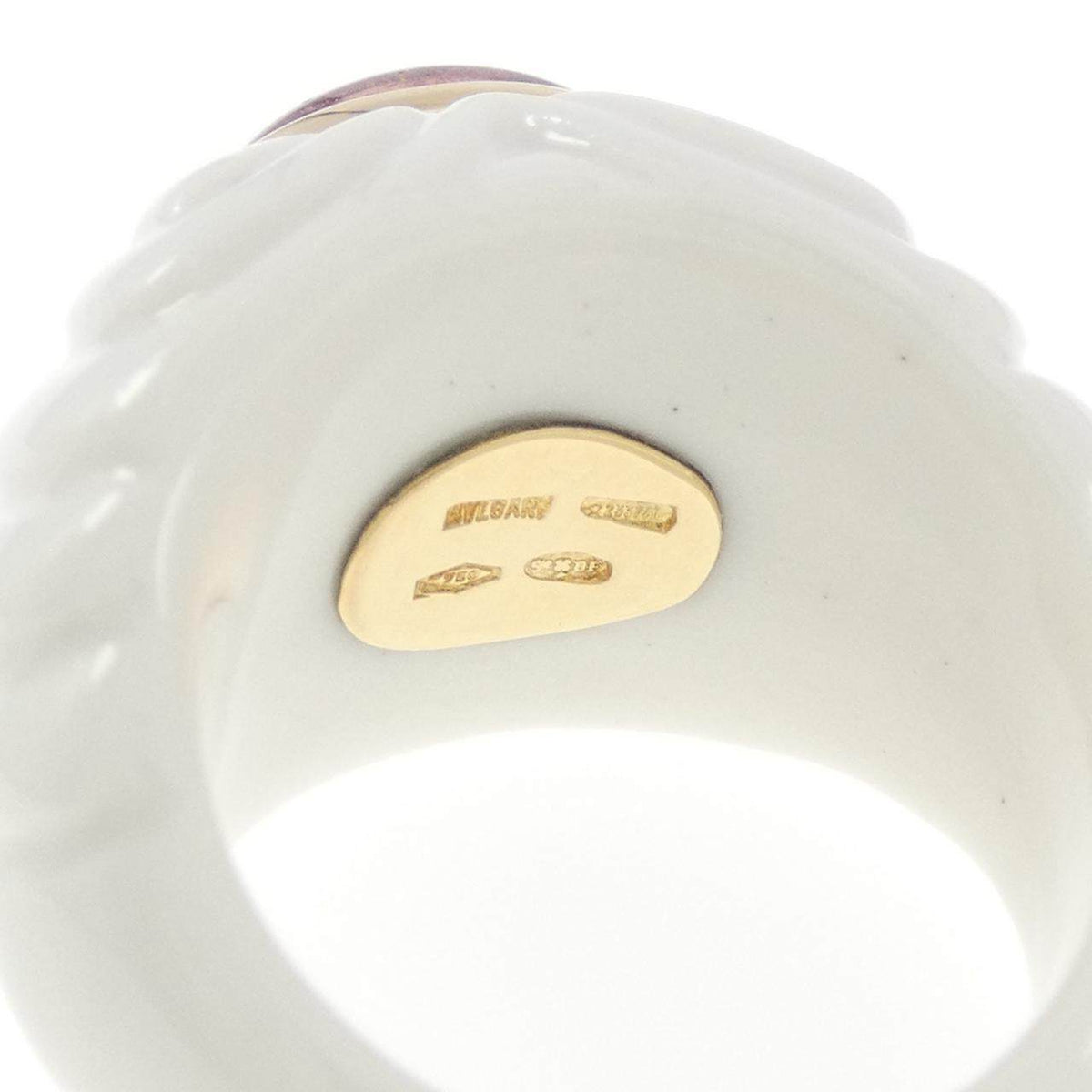 Bulgari Chandra Ceramic 18K Yellow Gold Tourmaline Ring – inside band