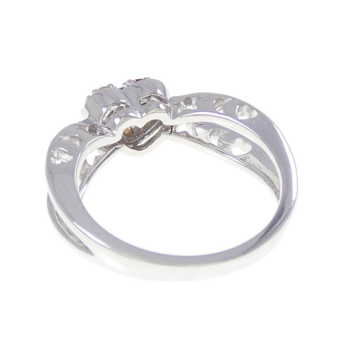 Ponte Vecchio Heart 18K White Gold Diamond Sapphire Ring – top view